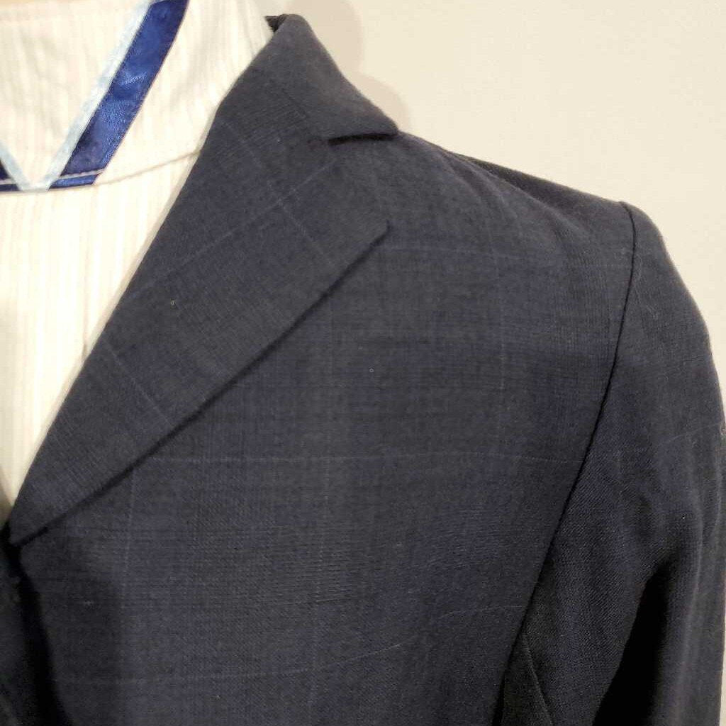 Navy Windowpane Hunt Coat Girl's 14R