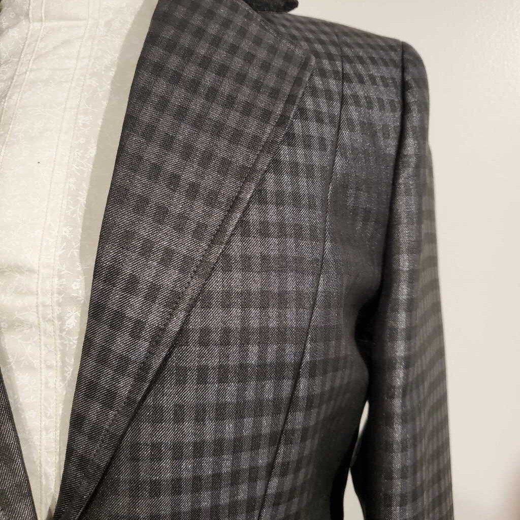 New Custom Black Silver Plaid Hunt Coat