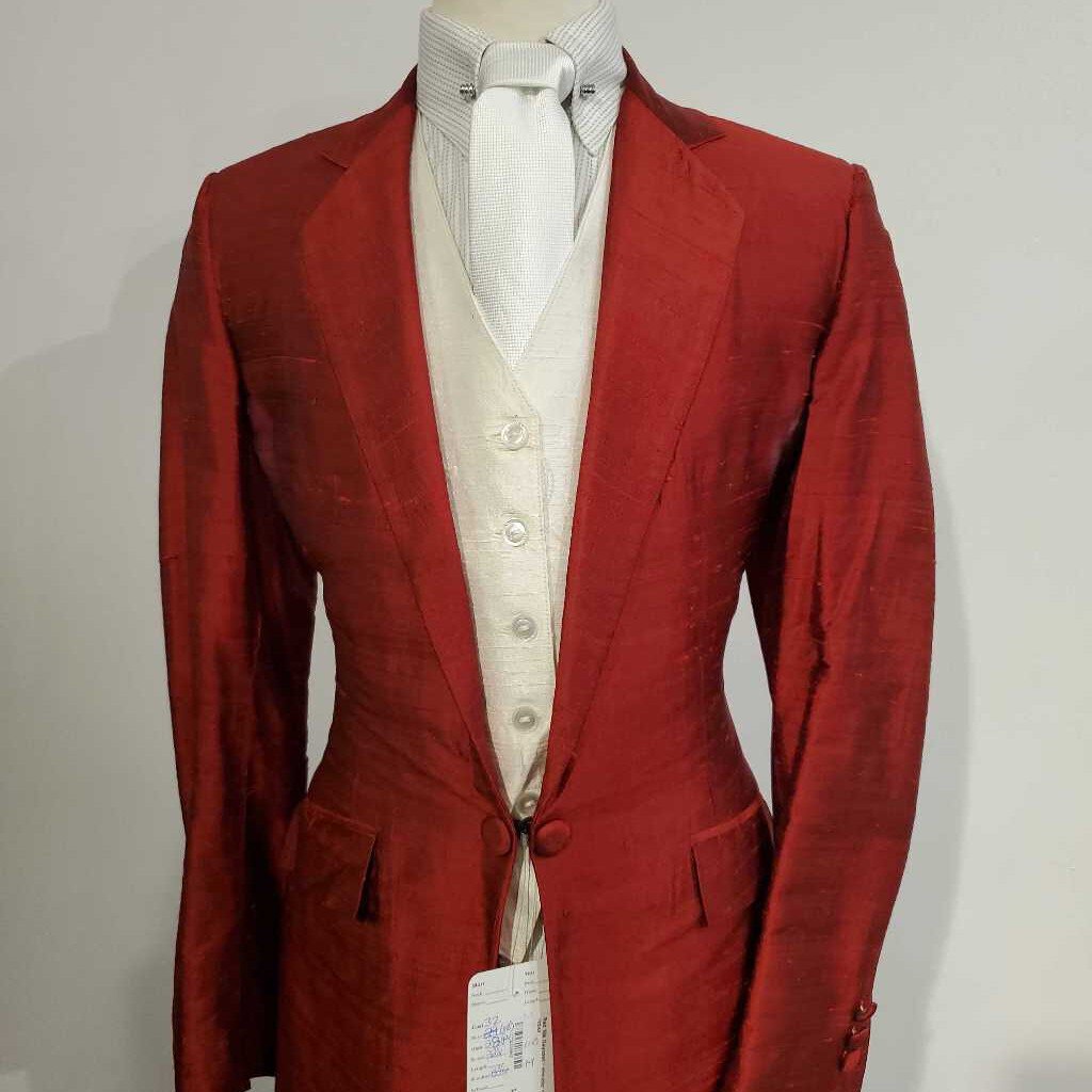 Red Silk Daycoat - shoulder needs repair