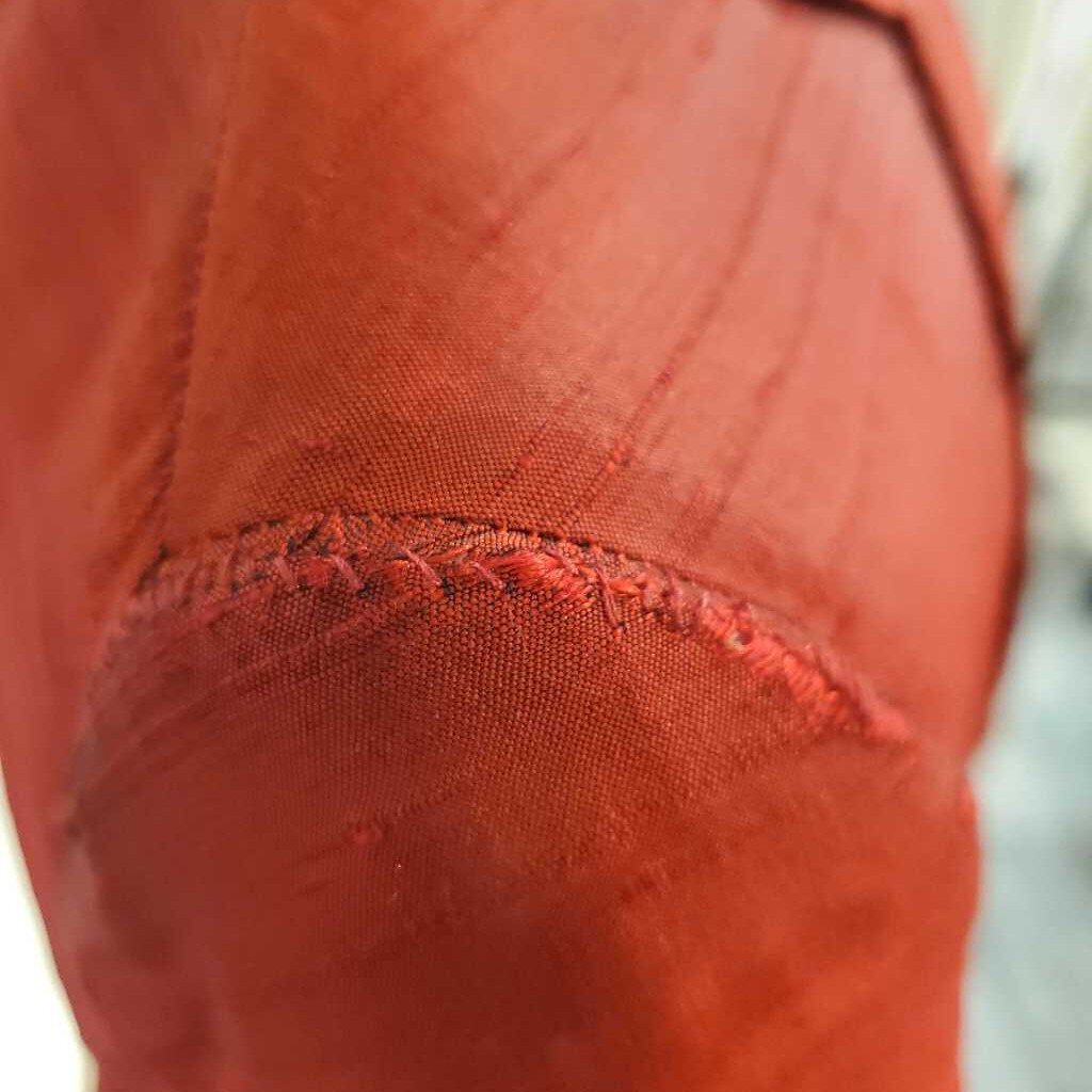 Red Silk Daycoat - shoulder needs repair