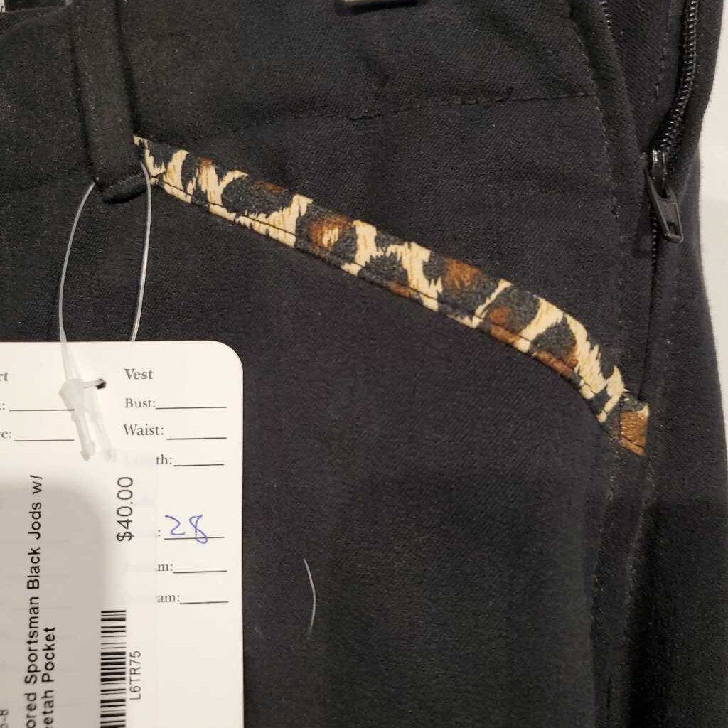 Tailored Sportsman Black Jods w/ Cheetah Pocket
