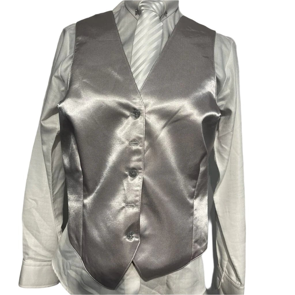 Blue Ribbon Boutique, Ladies Silver Satin vest