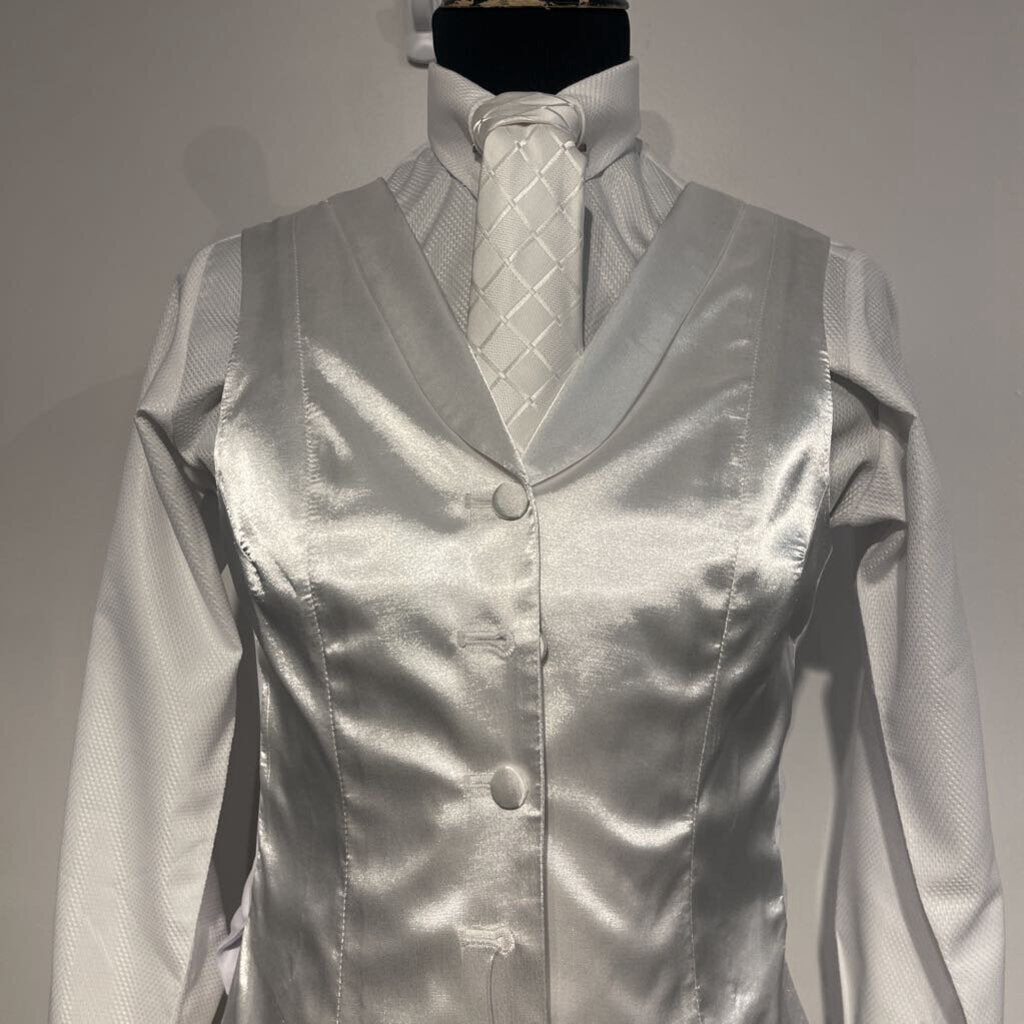 Ladies MTC Formal Vest Satin White 8