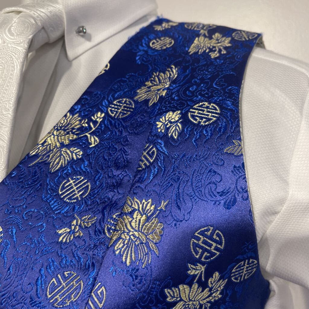 Blue Gold Brocade Vest