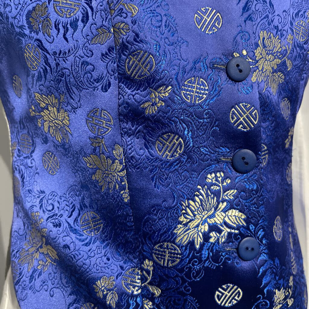 Blue Gold Brocade Vest