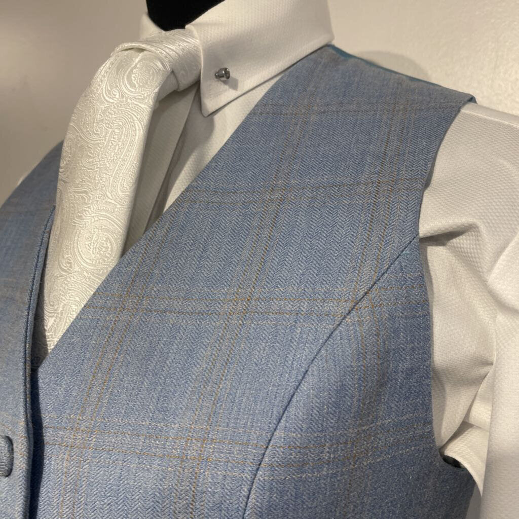 Marsha Light Blue Plaid Vest