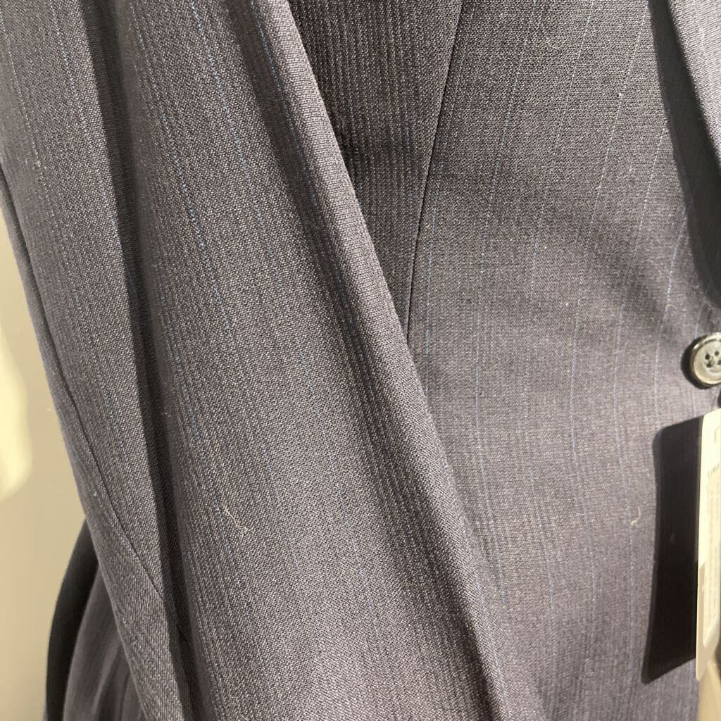 Suit with a light blue pin stripe