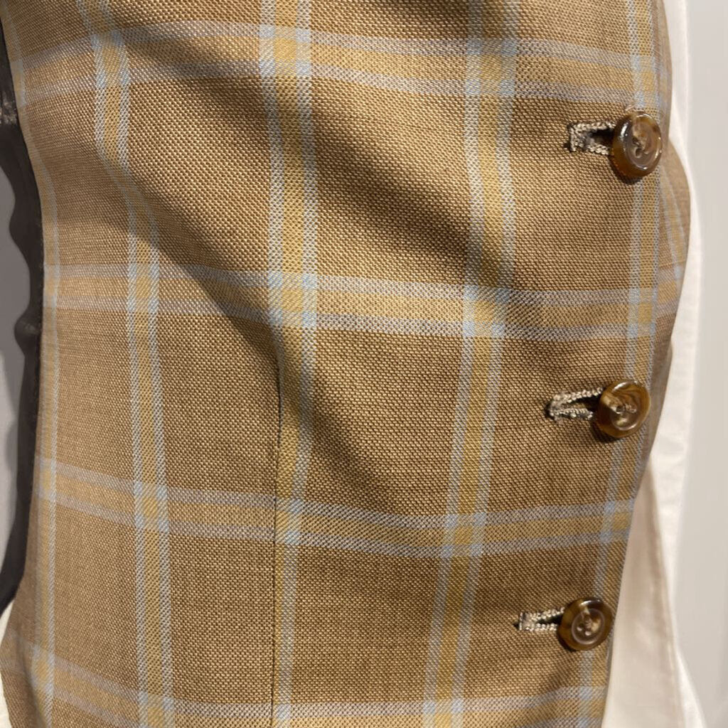 Blue and Tan Plaid Vest