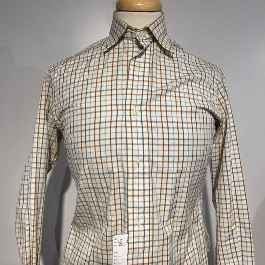 Becker Brothers, Tan and Blue Plaid Shirt