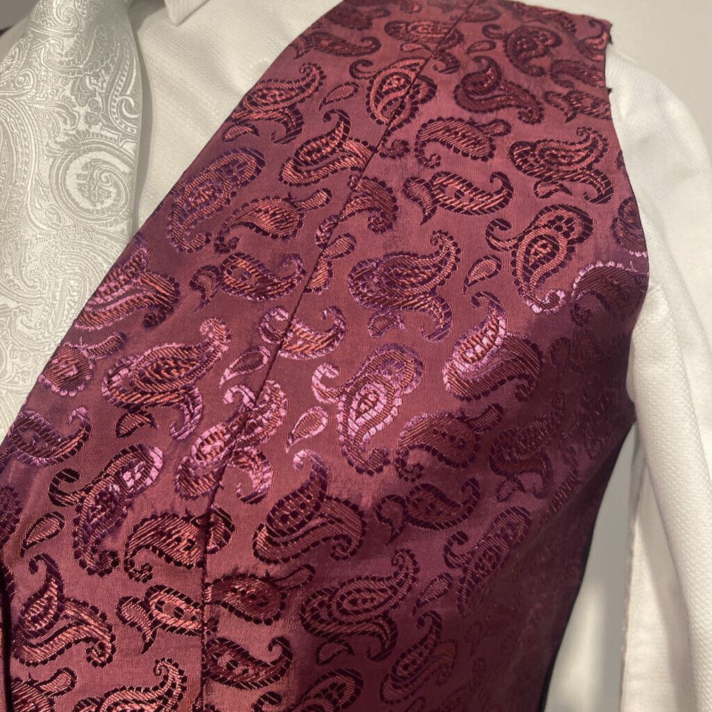 Custom Burgundy Paisley Vest