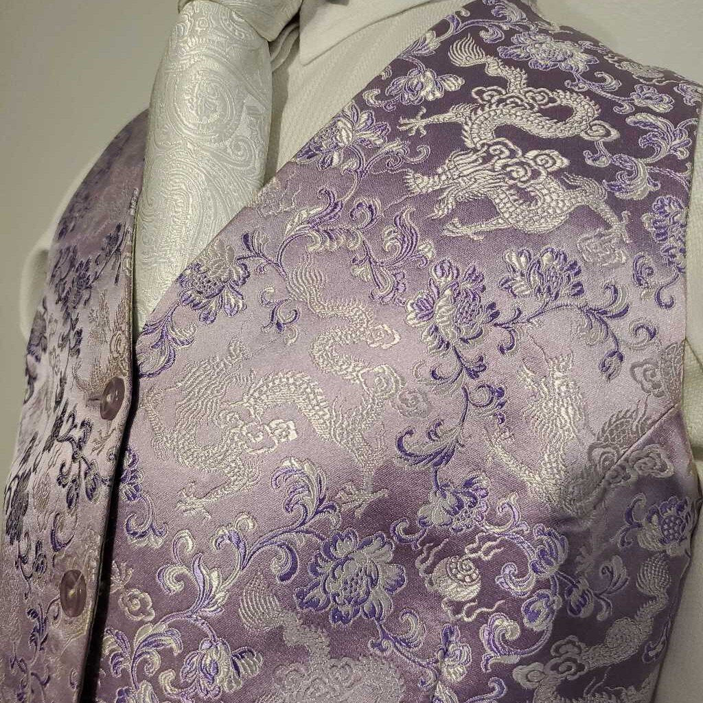 Purple Floral Brocade Vest