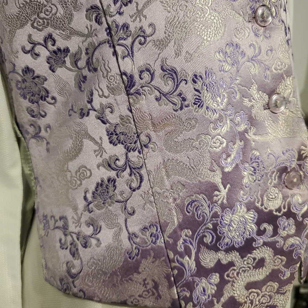 Purple Floral Brocade Vest