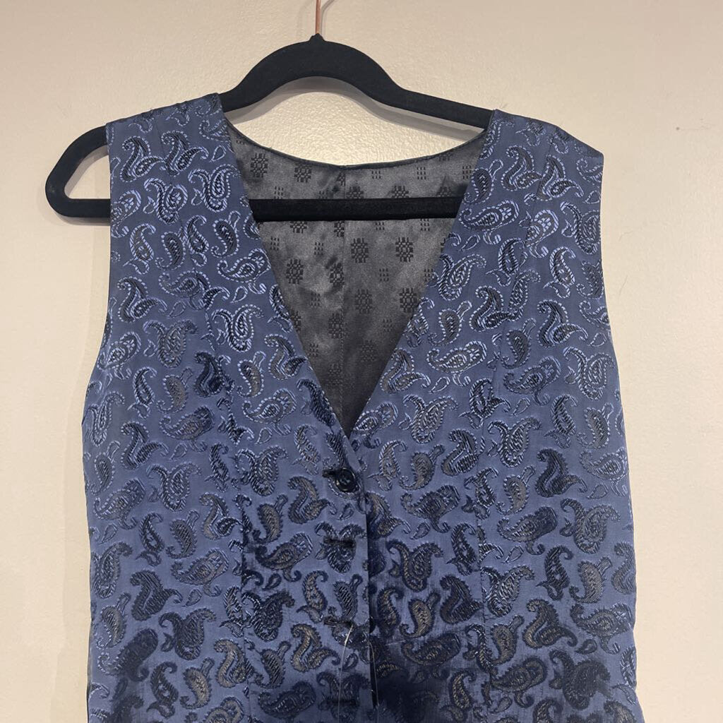 Blue Paisley Vest - Needs Seem repaired