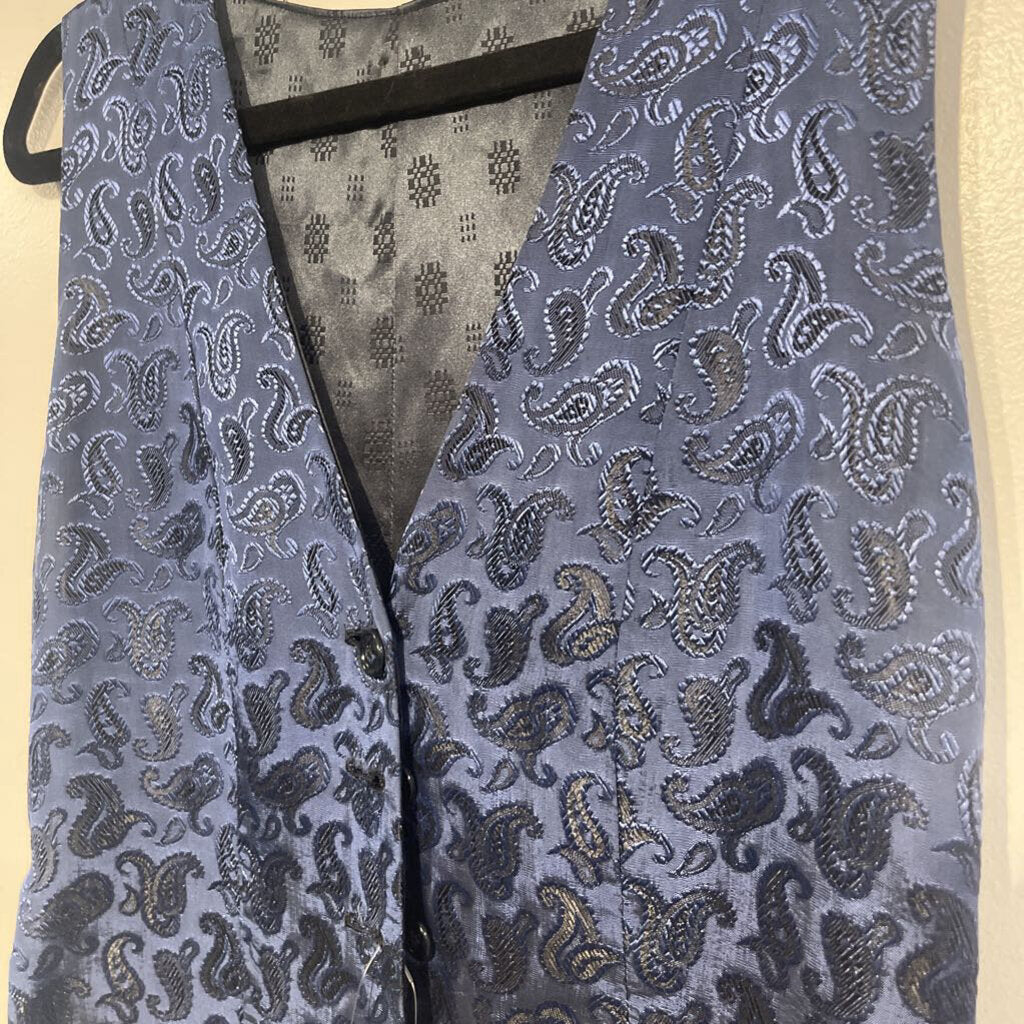 Blue Paisley Vest - Needs Seem repaired