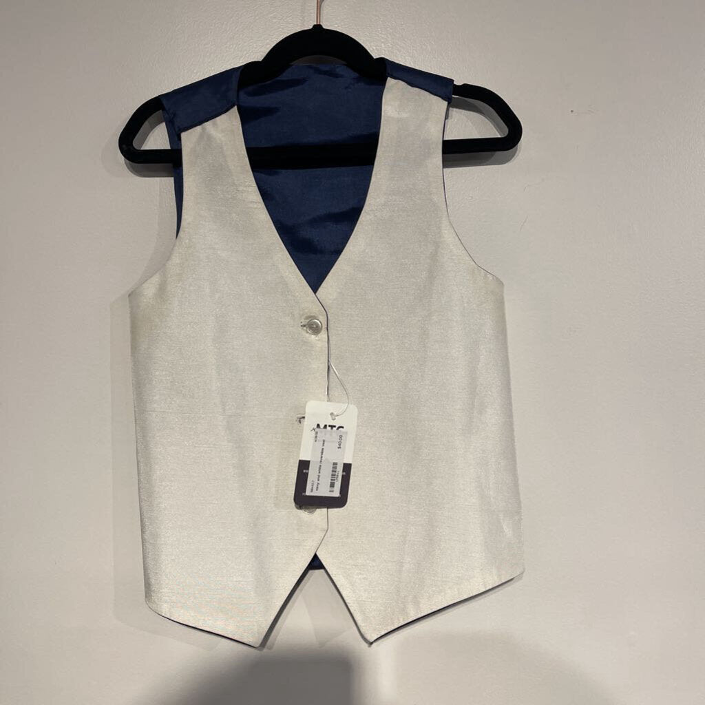 navy and white reversible vest