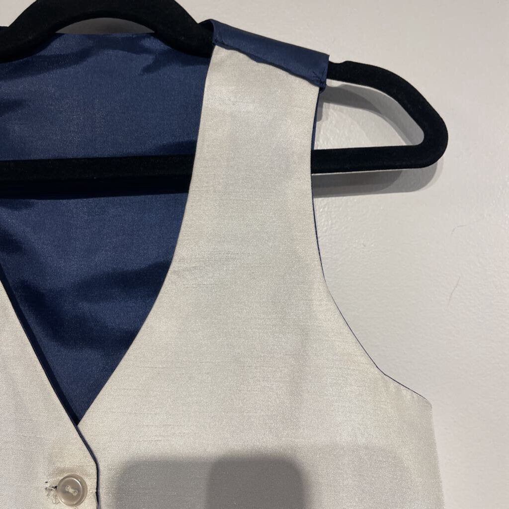 navy and white reversible vest