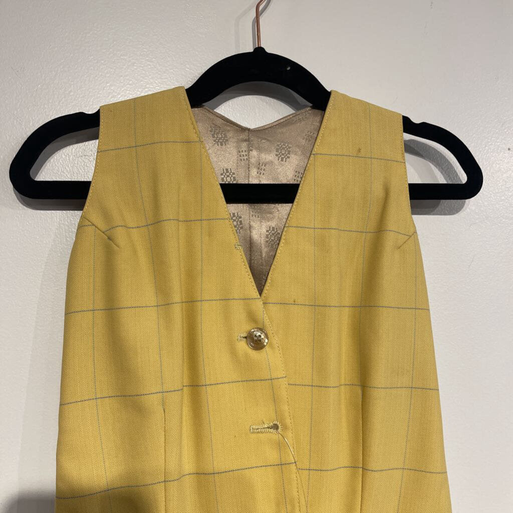 yellow check vest