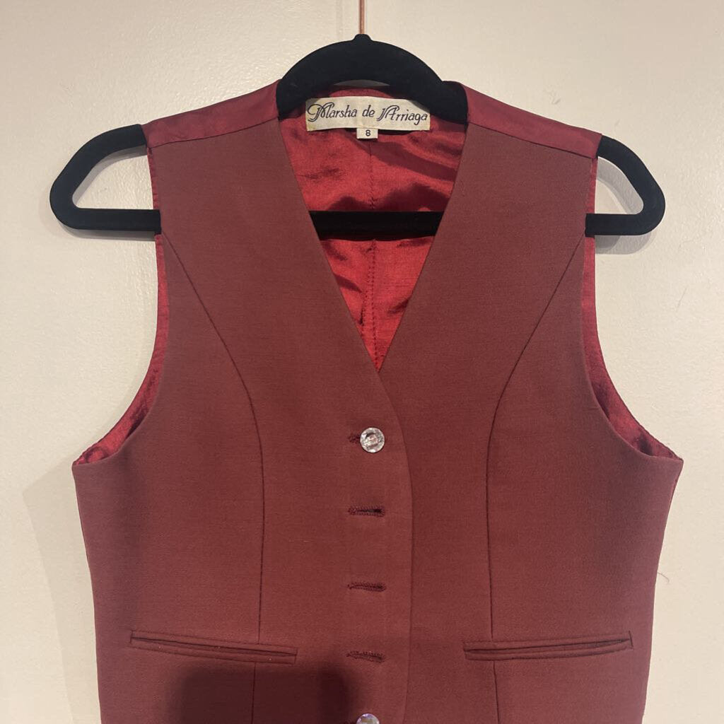 Marsha De Arriaga burgundy vest