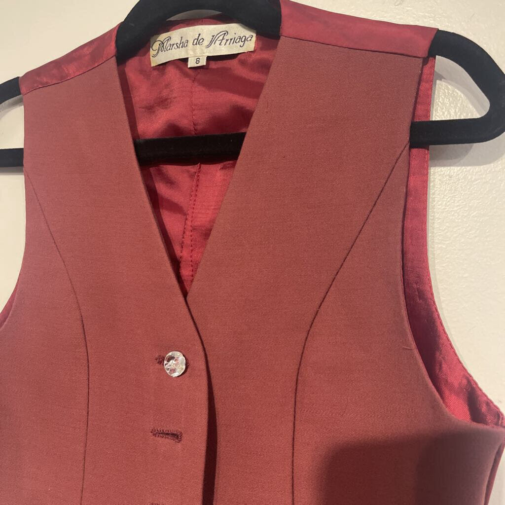 Marsha De Arriaga burgundy vest