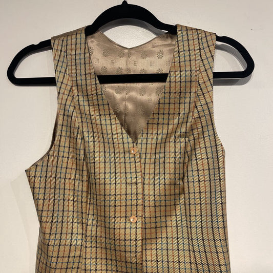 tan checkered vest