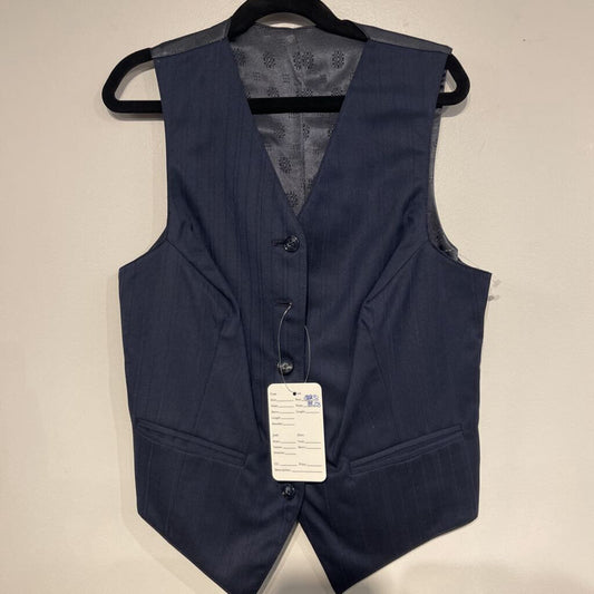 navy vest with purple stripe