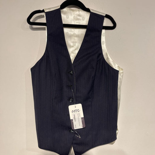 navy with red stripe poly vest