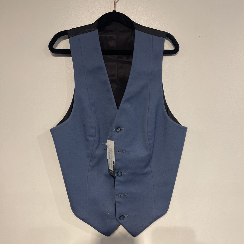 black and powder blue reversible vest