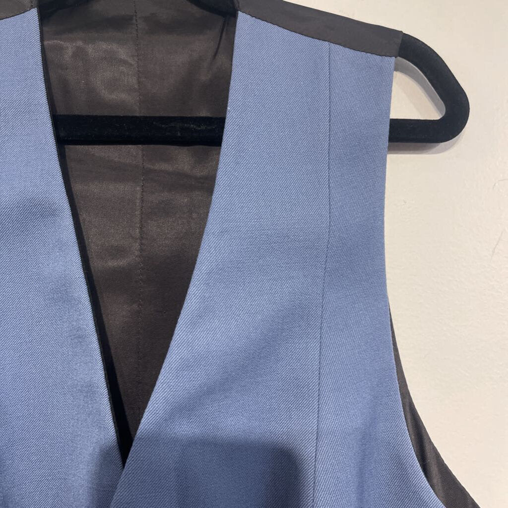 black and powder blue reversible vest