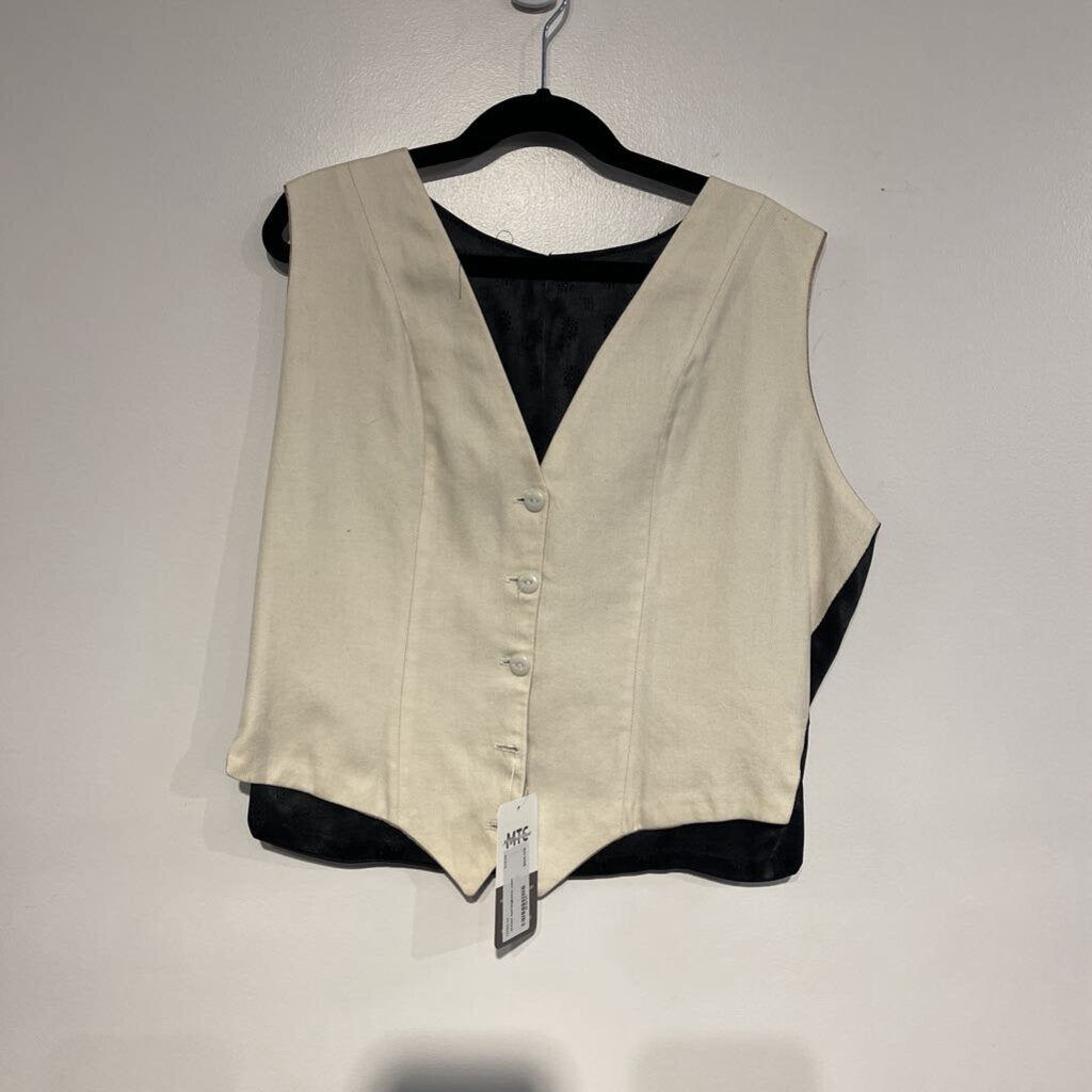 cream herringbone vest