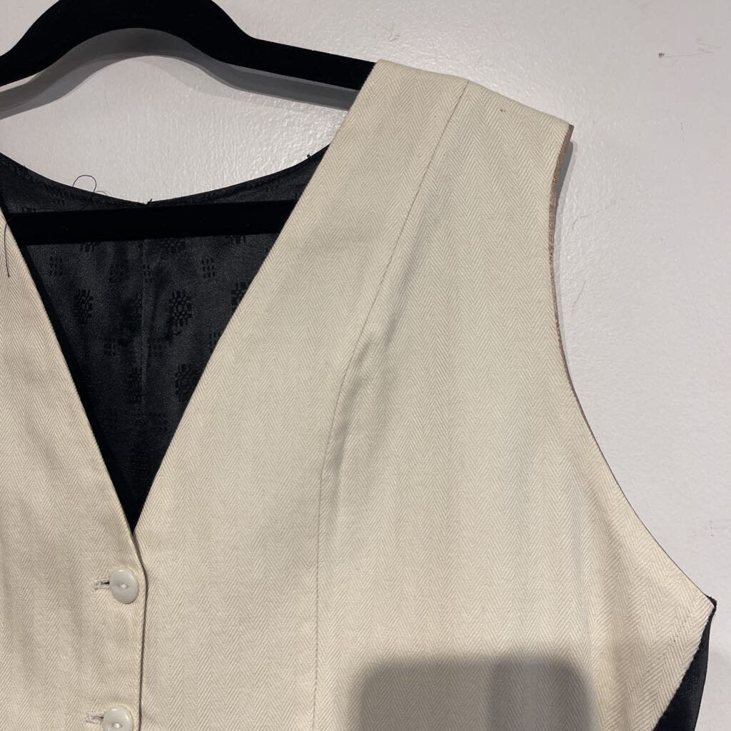 cream herringbone vest