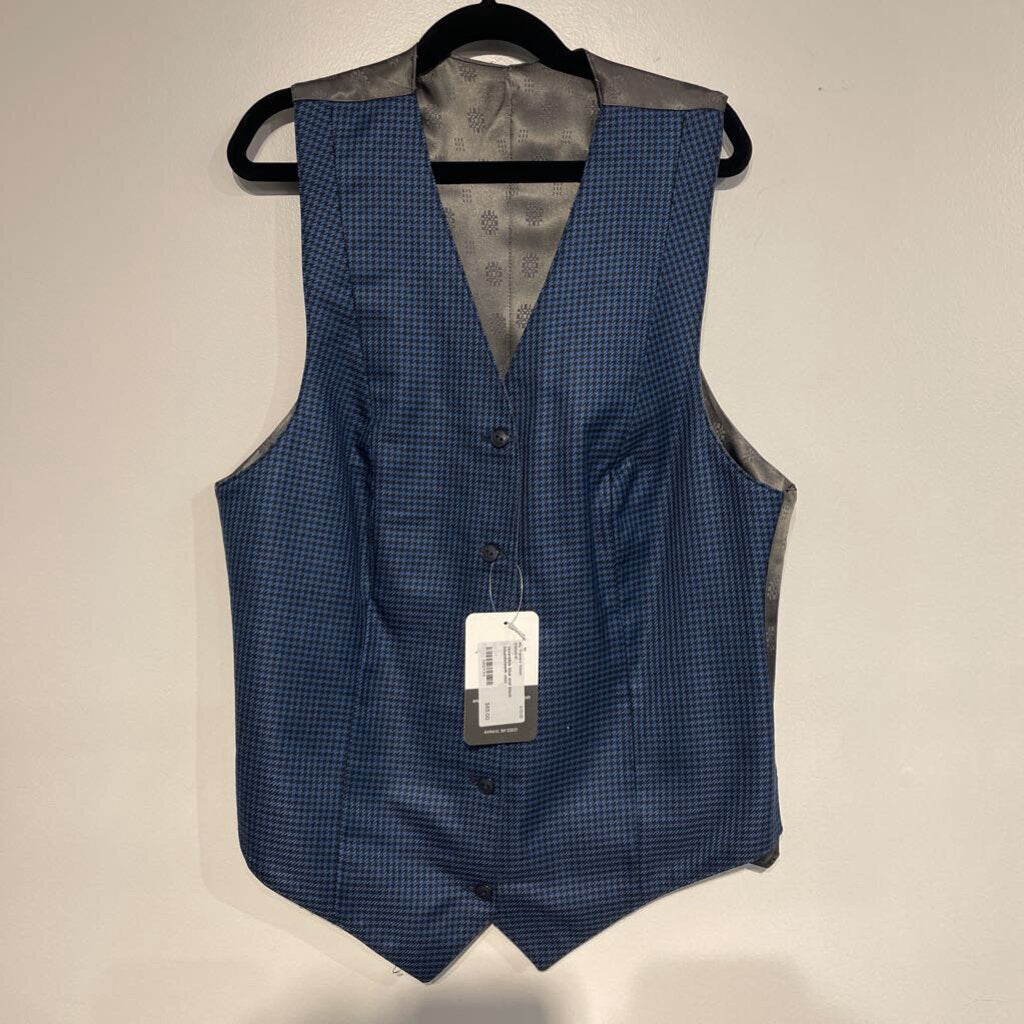 reversible blue and black houndstooth vest