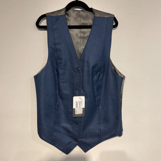 reversible blue and black houndstooth vest