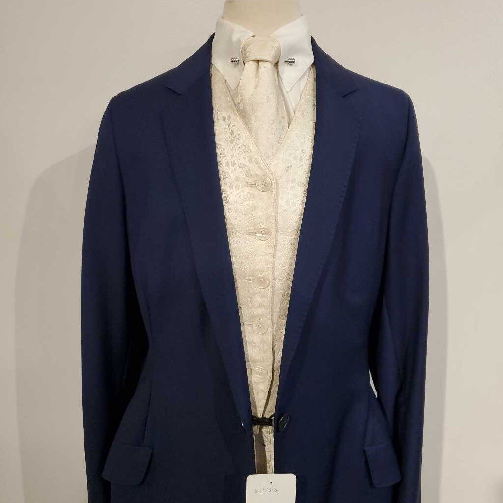 Navy Suit with Green Herringbone Vest