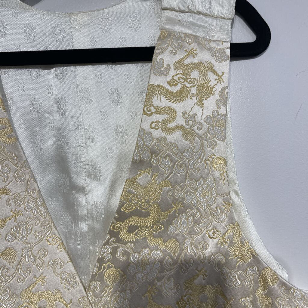 Gold Cream Asian Print Vest - Hawkewood