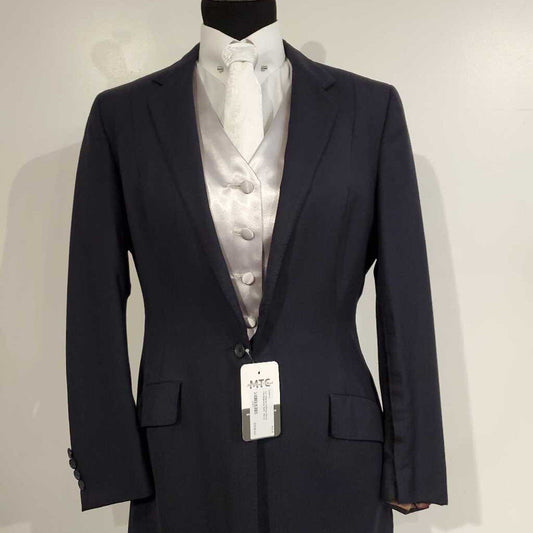 LeCheval Navy Herringbone Three Piece Suit