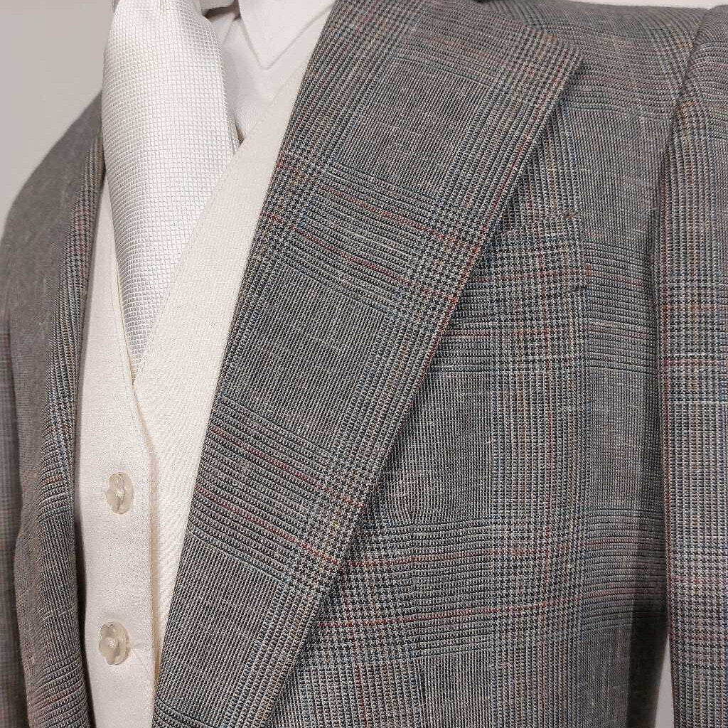 Grey Plaid Three Piece Suit