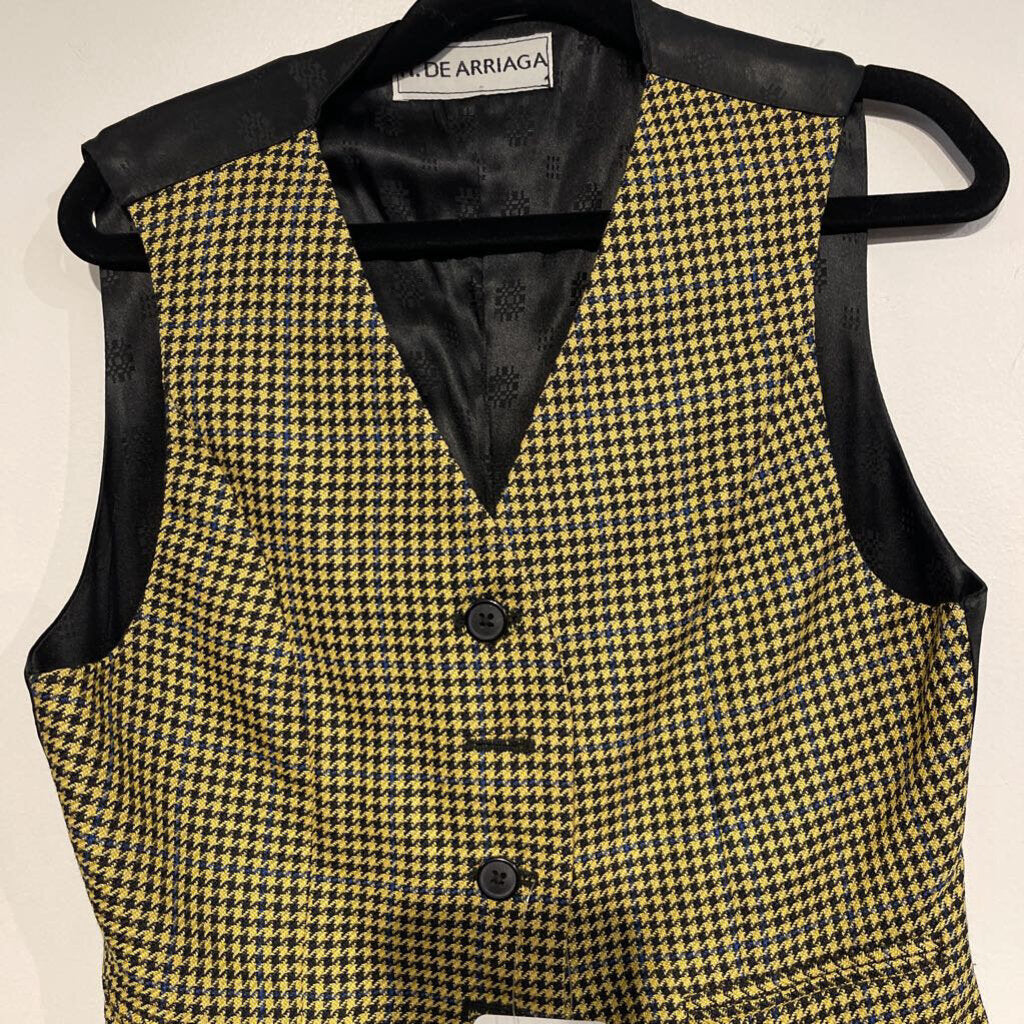 Marsha De Arriaga Black Gold Checked Vest