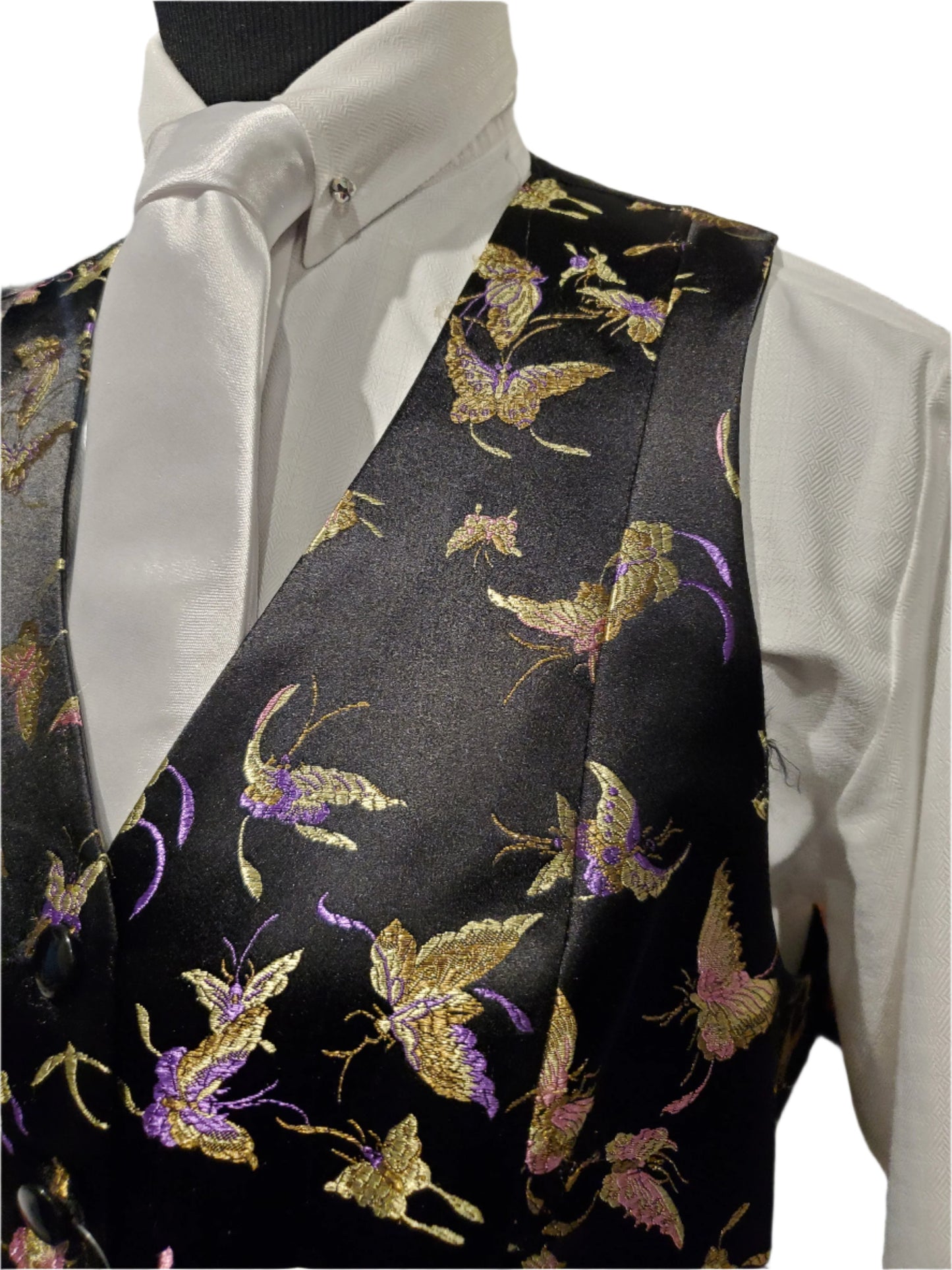 Black Vest with Gold Butterflies