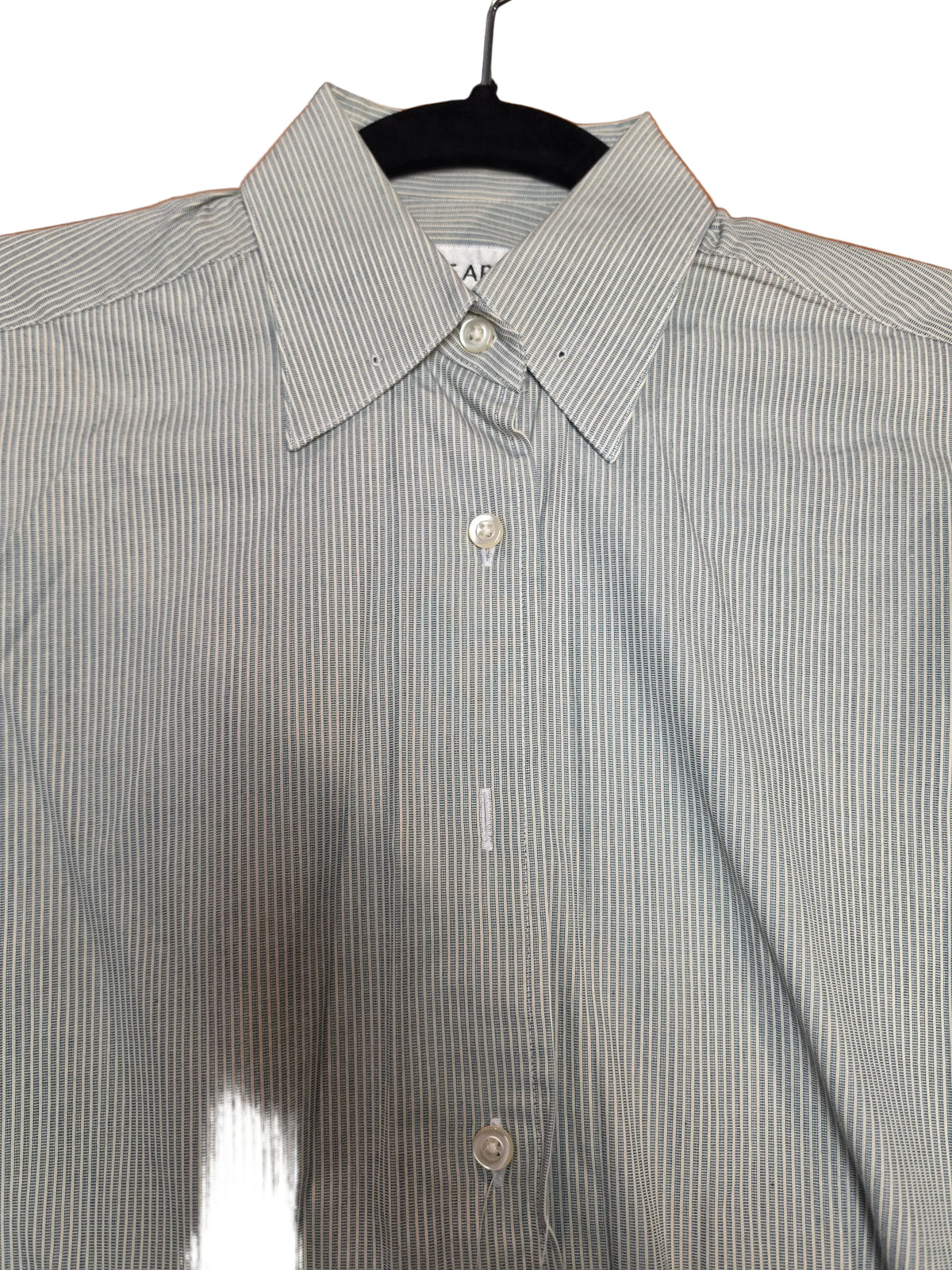 Marsha De Arriaga, Green and White Stripe Shirt