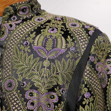 Load image into Gallery viewer, Green Brocade Western Jacket with Purple
