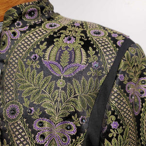 Green Brocade Western Jacket with Purple