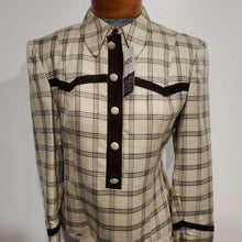Load image into Gallery viewer, Cream and Brown Windowpane Western Top
