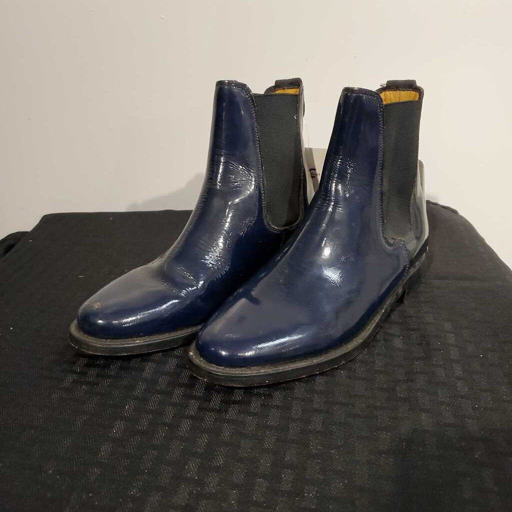 Navy Patent Leather Boots 5