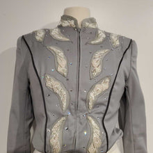 Load image into Gallery viewer, Grey and White Embroidered Western Jacket
