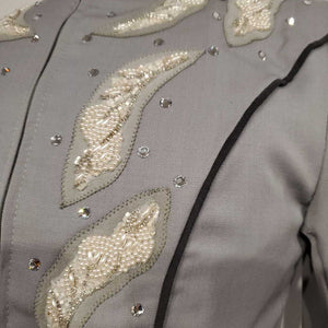 Grey and White Embroidered Western Jacket