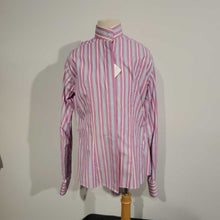 Load image into Gallery viewer, Pink and Blue and White Stripe Hunt Shirt No Collar Neck-13
