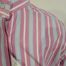 Pink and Blue and White Stripe Hunt Shirt No Collar Neck-13