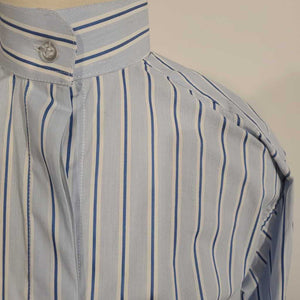 Multi Blue Stripe Hunt Shirt No Collar Neck-13