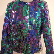 Purple, Black, and Green Sequin Western Top
