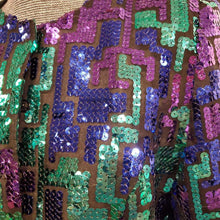Purple, Black, and Green Sequin Western Top